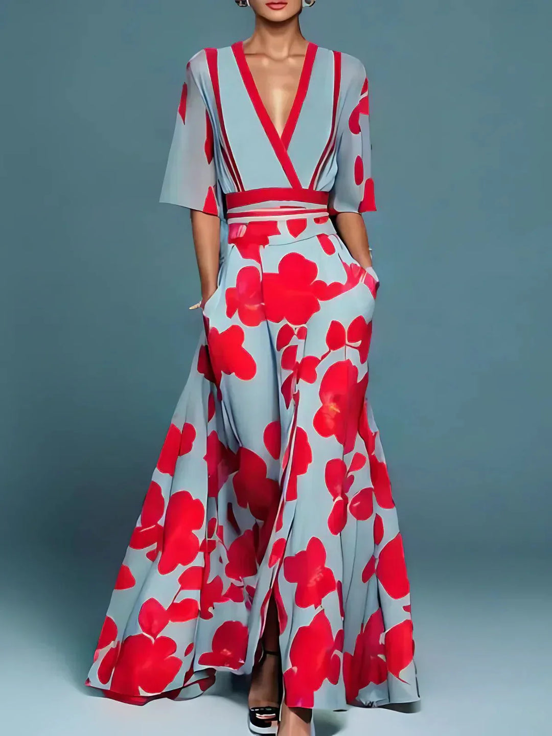 Felicia | Stilvolles Elegantes Maxikleid mit Blumenmuster