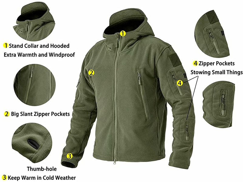 Konrad | Herren Winter Fleece Hoodie Jacke mit Reißverschluss und Taschen