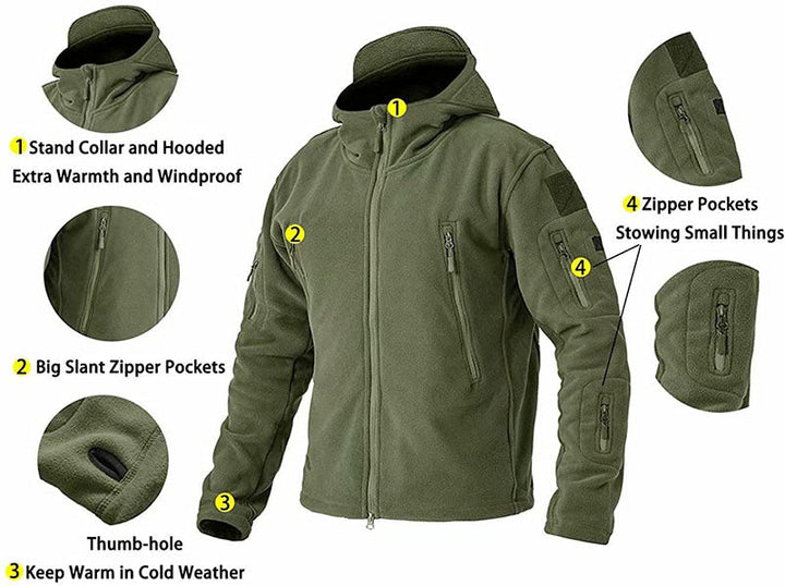 Konrad | Herren Winter Fleece Hoodie Jacke mit Reißverschluss und Taschen
