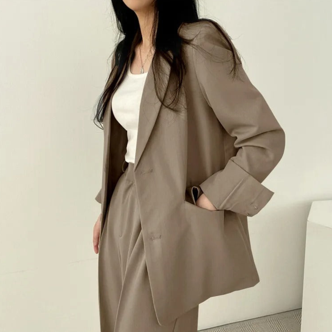 Karin | Damen Oversize Blazer und Hose mit weitem Bein