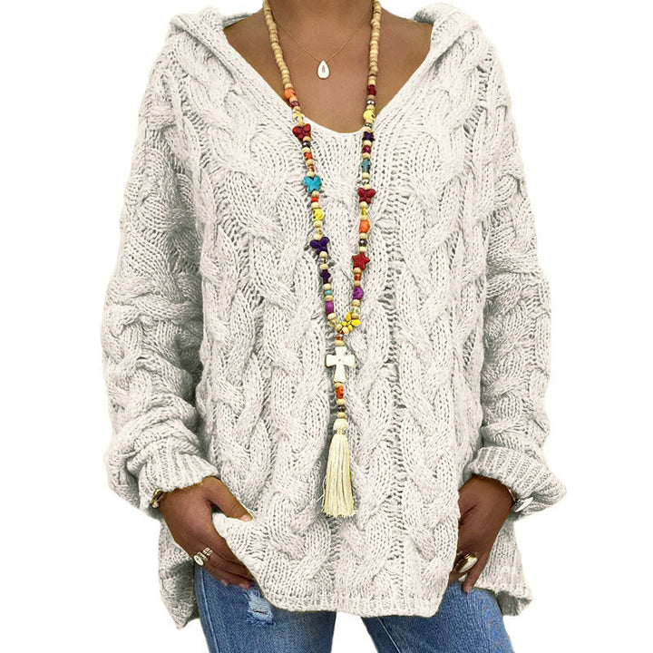 Helene | Damen Winter Zopfmuster-Kapuzenpullover