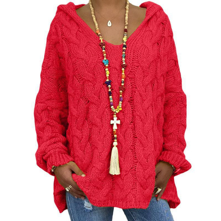 Helene | Damen Winter Zopfmuster-Kapuzenpullover