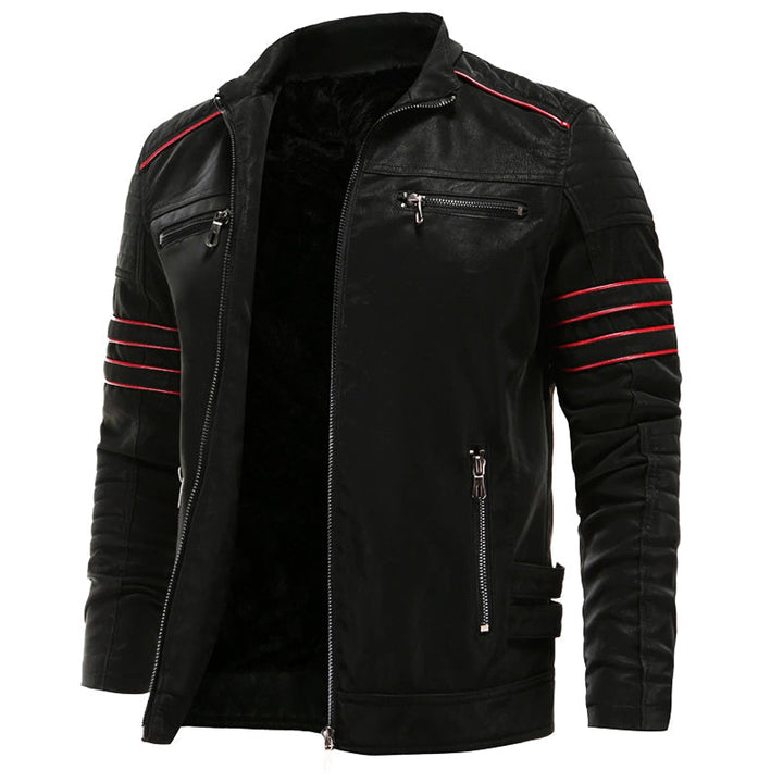 Rainer | Herren Winter-Leder-Bikerjacke mit warmem Futter