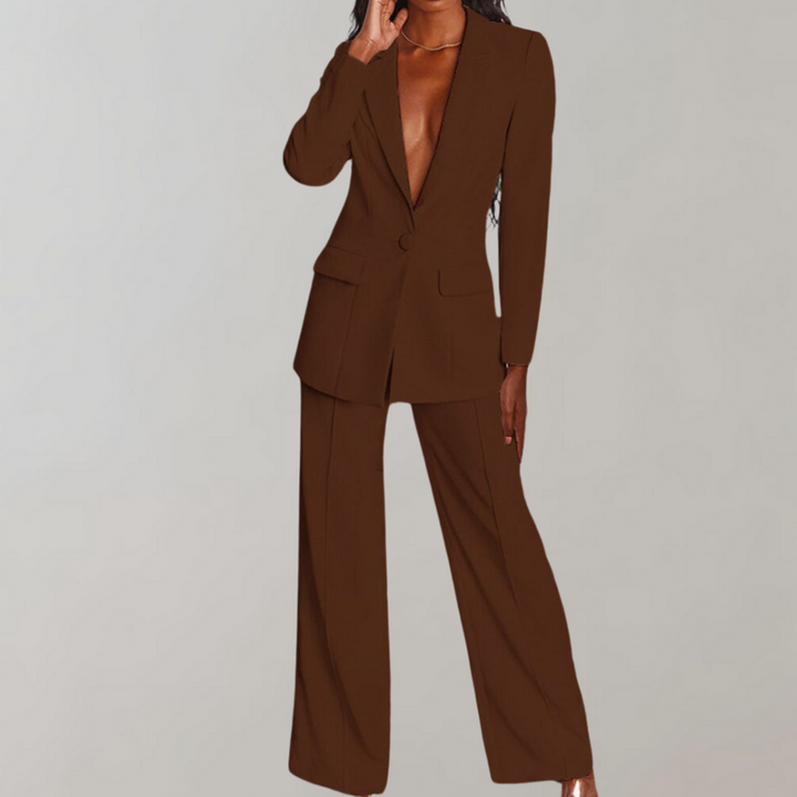 Lara | Damen Stilvolles Blazer und Weite Hose Outfit