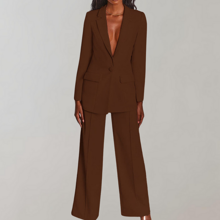 Lara | Damen Stilvolles Blazer und Weite Hose Outfit