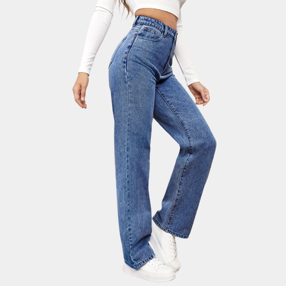 Lara | Damen Hochtaillierte Jeans mit weitem Bein