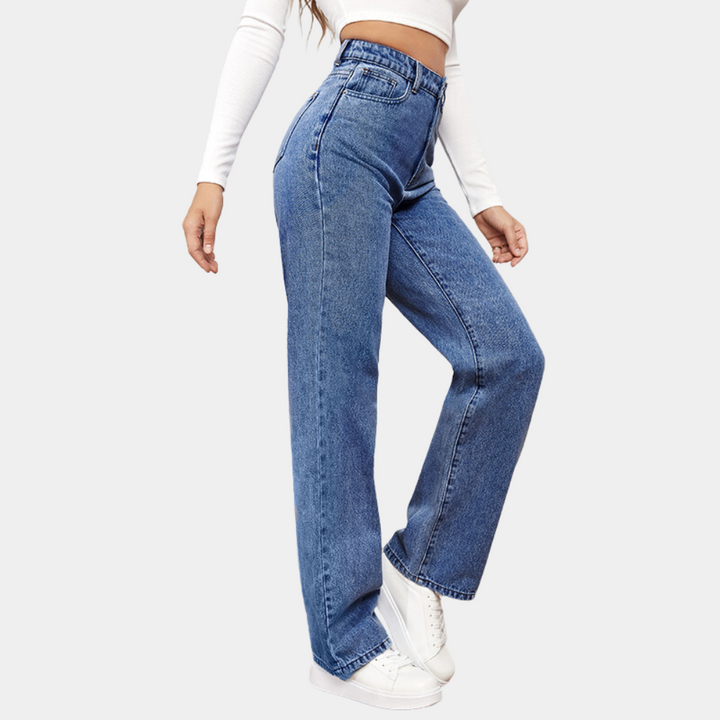 Lara | Damen Hochtaillierte Jeans mit weitem Bein