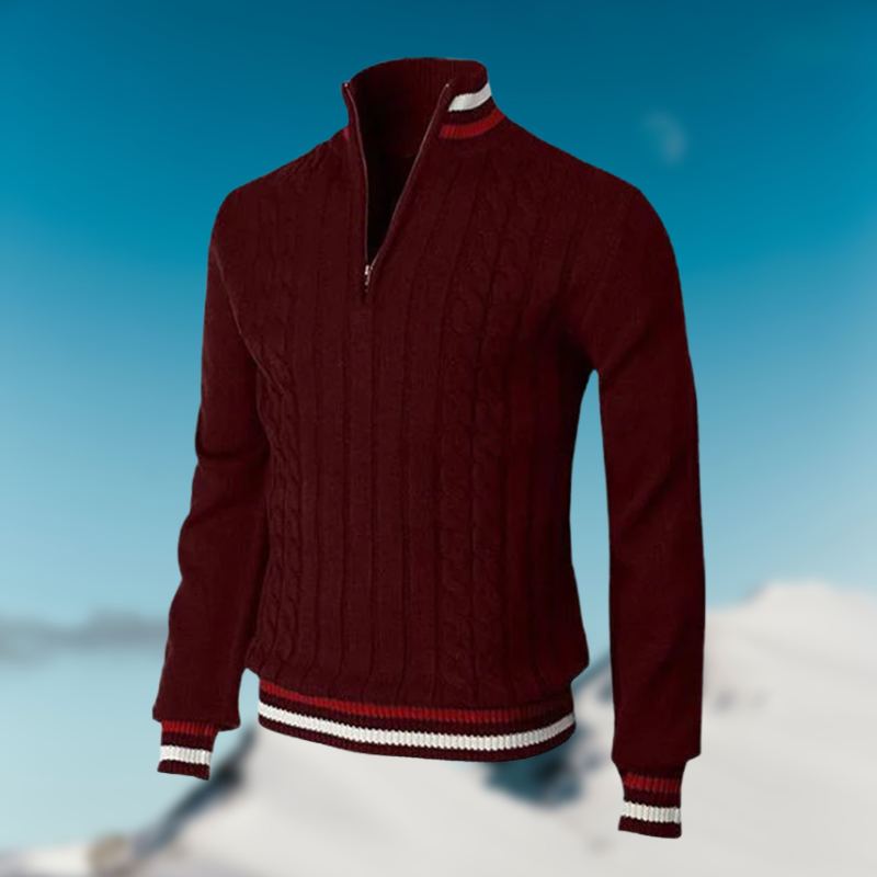 Christoph | Herren Kabelstrick Halb-Zip Pullover