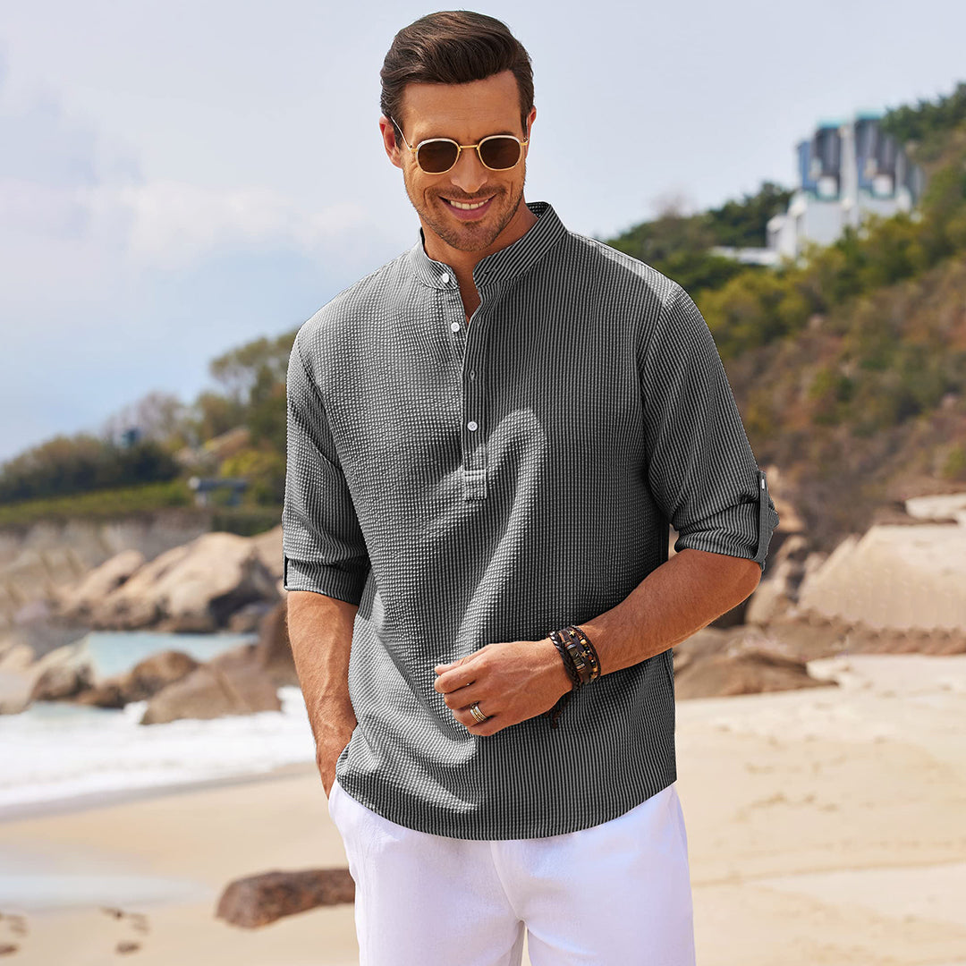Jan | Lässiges Henley-Shirt Mit Ärmeln Für Männer