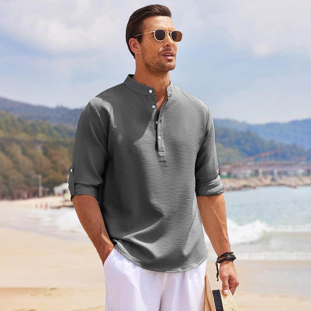 Jan | Lässiges Henley-Shirt Mit Ärmeln Für Männer