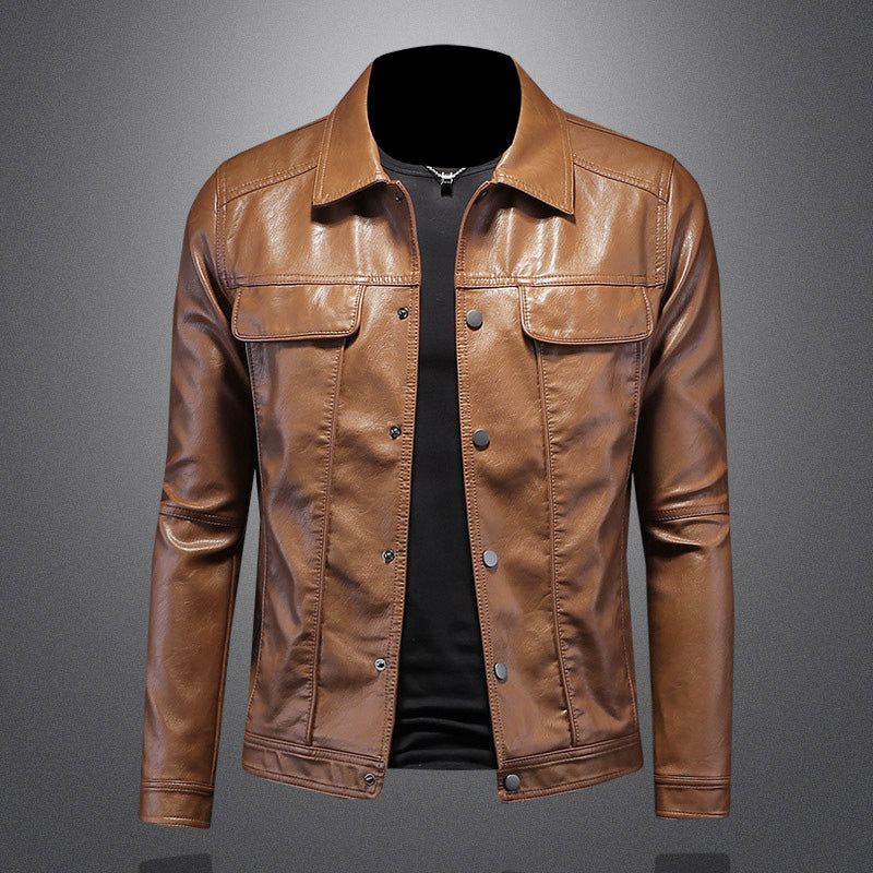 Anton | Herren Tan Lederjacke Stilvolle Slim Fit Biker- und Freizeitjacke