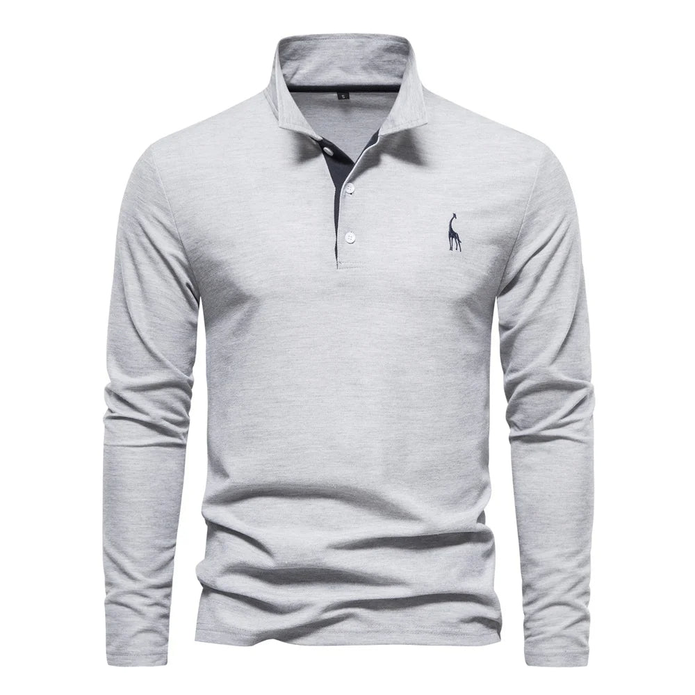 Julian | Herren-Langarm-Poloshirt mit Knöpfen