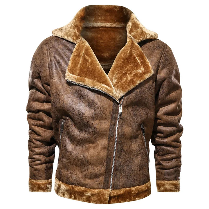 Bruno | Herren Winterjacke mit Kunstfellfutter und Lederoptik