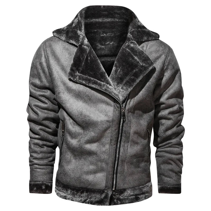 Bruno | Herren Winterjacke mit Kunstfellfutter und Lederoptik