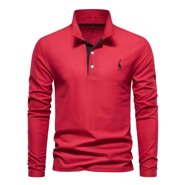 Julian | Herren-Langarm-Poloshirt mit Knöpfen