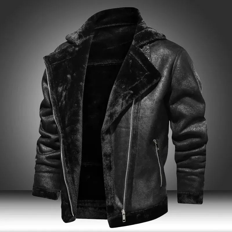 Bruno | Herren Winterjacke mit Kunstfellfutter und Lederoptik