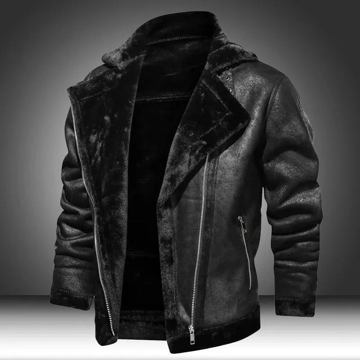 Bruno | Herren Winterjacke mit Kunstfellfutter und Lederoptik