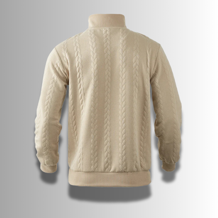 Zacharias | Herren Strickpullover mit Viertel-Reißverschluss und Zopfmuster