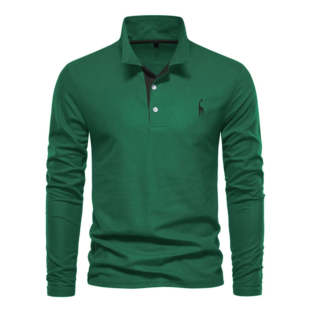 Julian | Herren-Langarm-Poloshirt mit Knöpfen