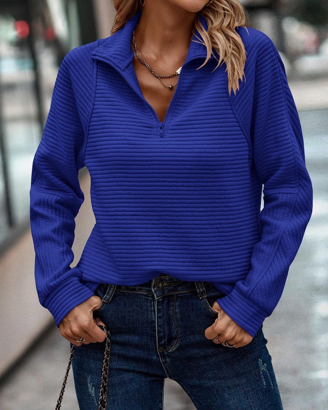 Pauline | Eleganter Damenpullover mit Reißverschluss
