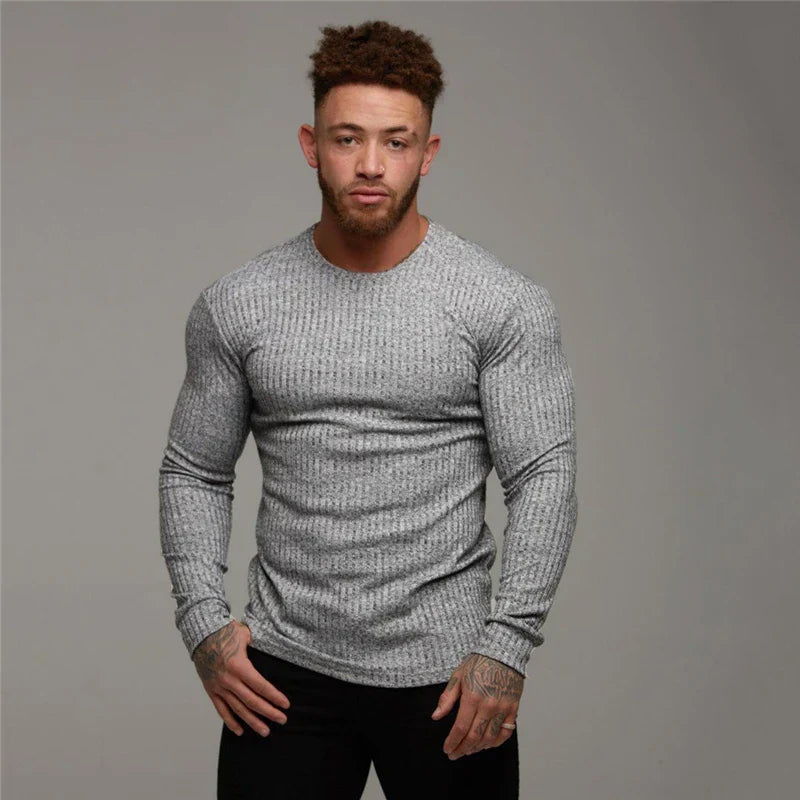 Yannick | Herren Enganliegendes Langarm Rundhals T-Shirt