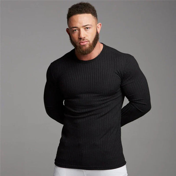 Yannick | Herren Enganliegendes Langarm Rundhals T-Shirt