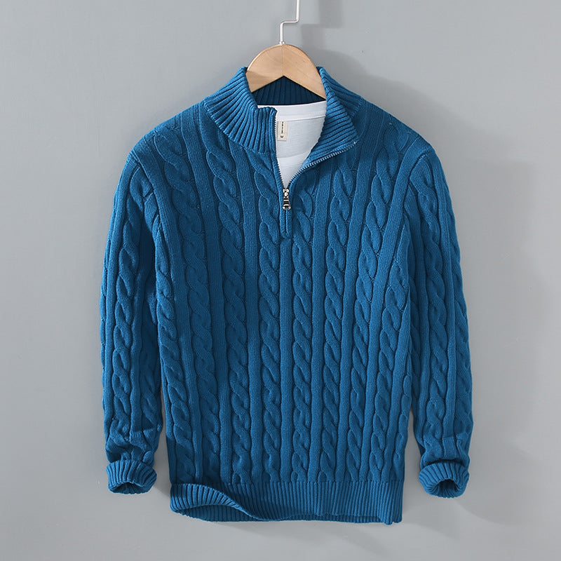 Albert | Herren Zopfmuster-Strickpullover mit Reißverschluss
