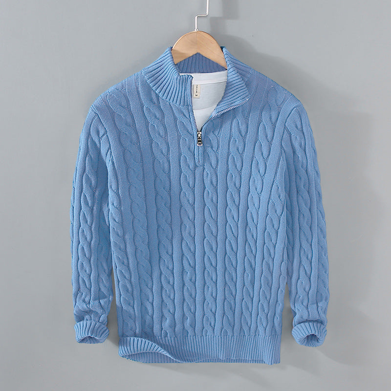 Albert | Herren Zopfmuster-Strickpullover mit Reißverschluss