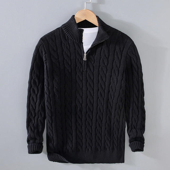 Albert | Herren Zopfmuster-Strickpullover mit Reißverschluss