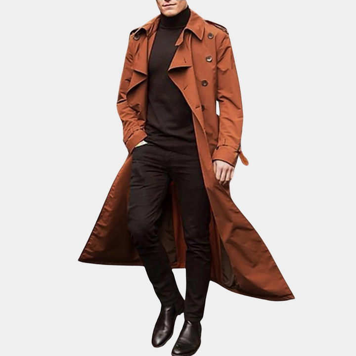 Hans | Herren Stilvoller Langer Trenchcoat mit Knöpfen