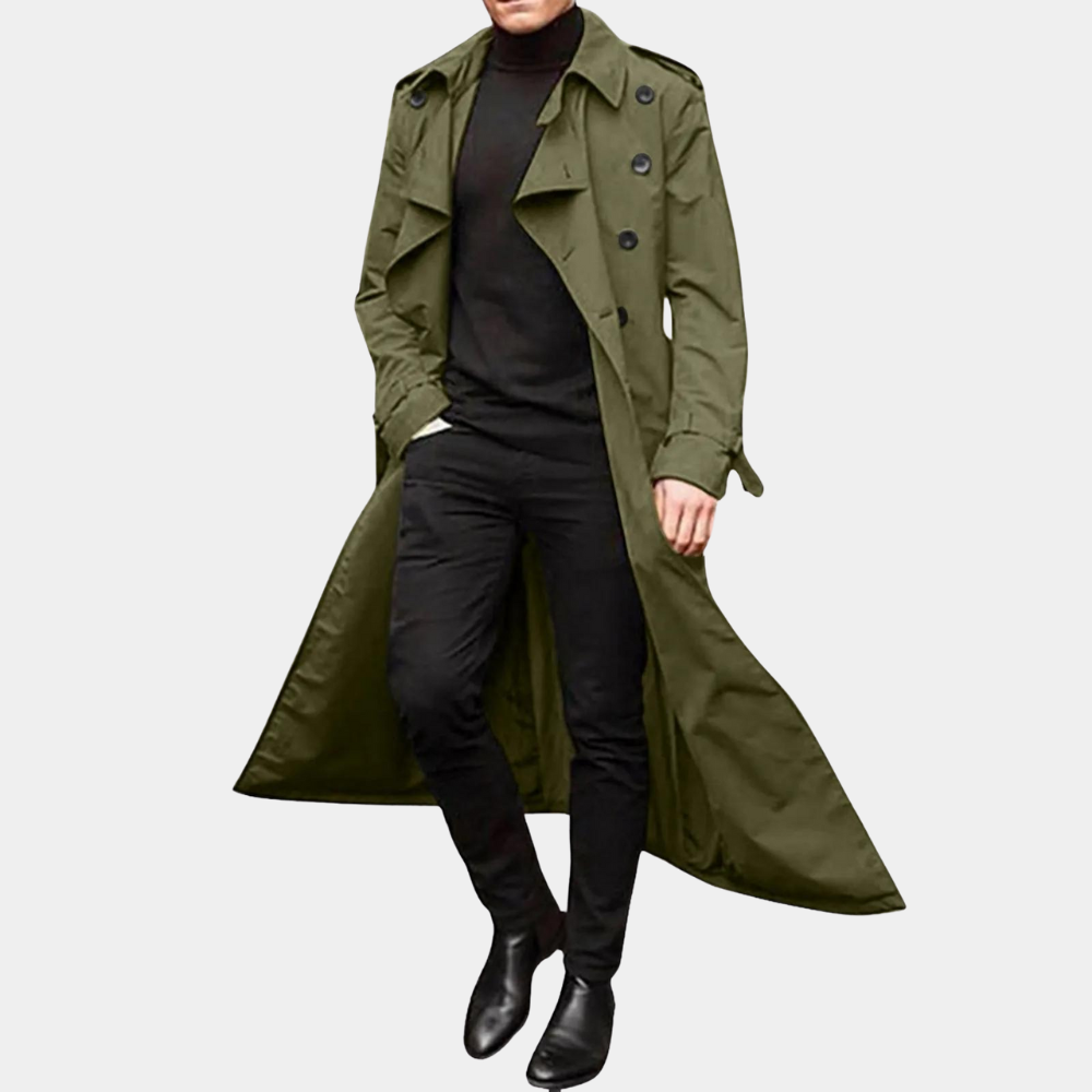 Hans | Herren Stilvoller Langer Trenchcoat mit Knöpfen