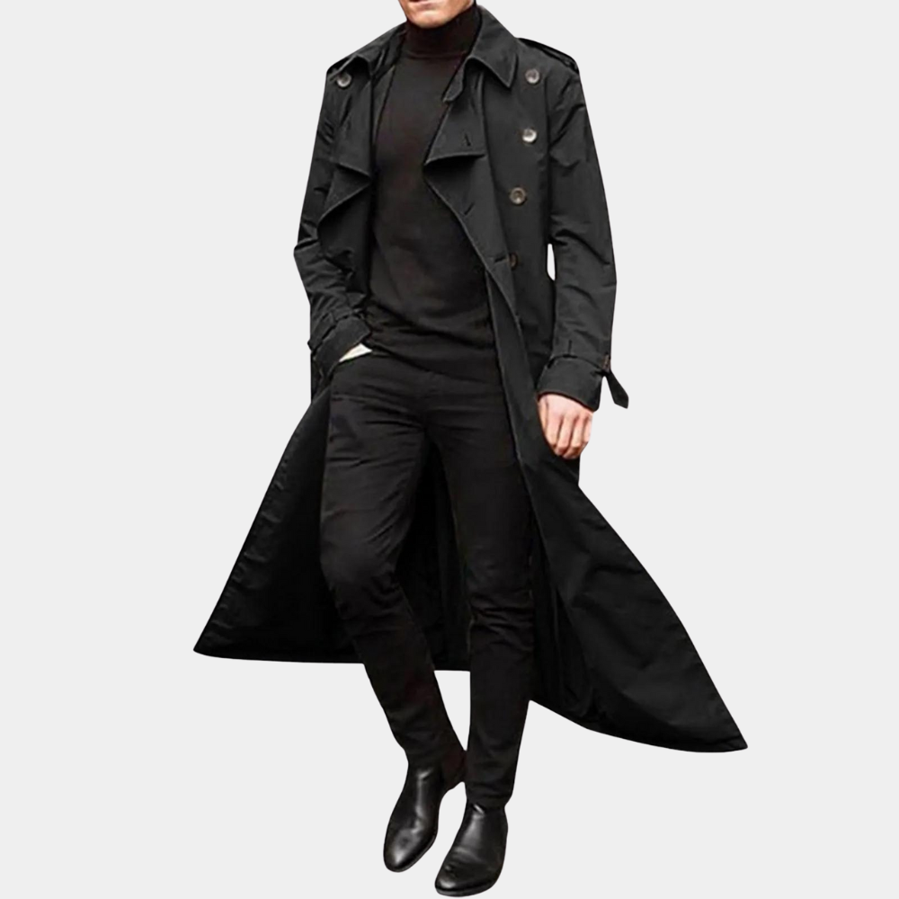 Hans | Herren Stilvoller Langer Trenchcoat mit Knöpfen