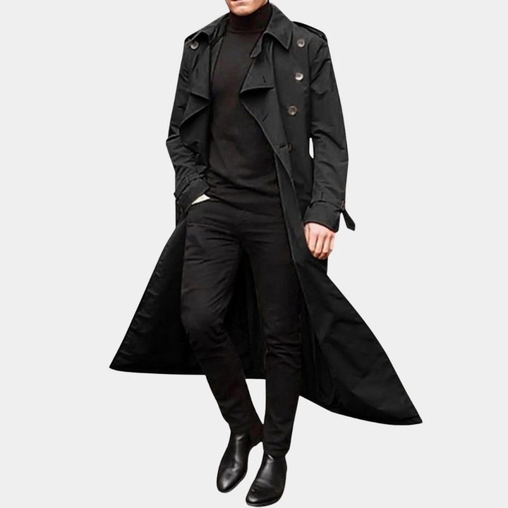 Hans | Herren Stilvoller Langer Trenchcoat mit Knöpfen
