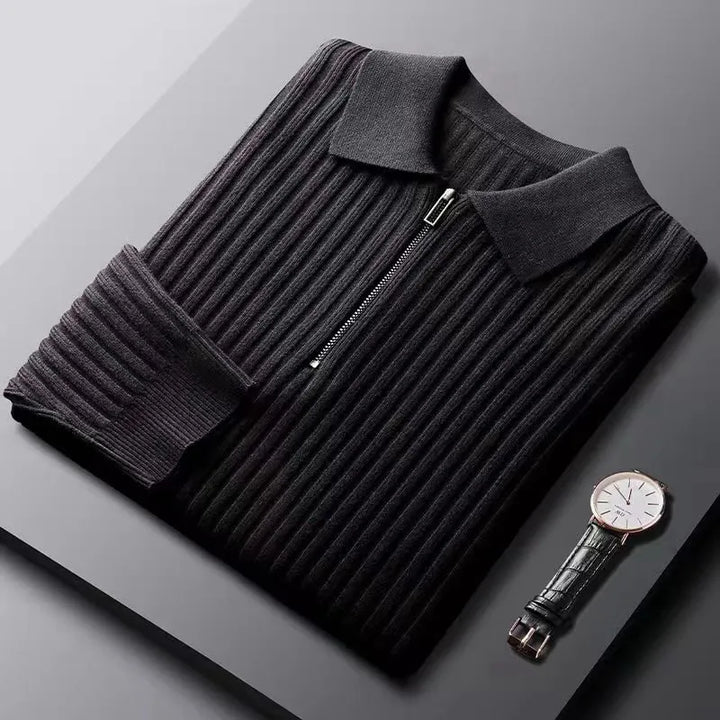 Robert | Herren Gerippter Pullover mit Reißverschluss für den Herbst