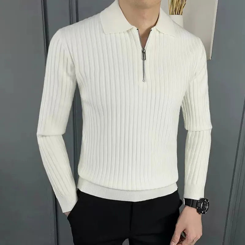 Robert | Herren Gerippter Pullover mit Reißverschluss für den Herbst