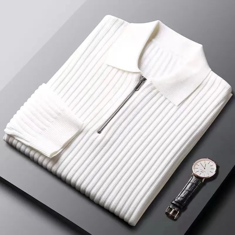 Robert | Herren Gerippter Pullover mit Reißverschluss für den Herbst