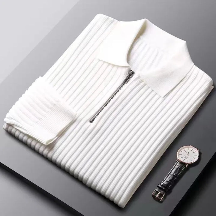 Robert | Herren Gerippter Pullover mit Reißverschluss für den Herbst