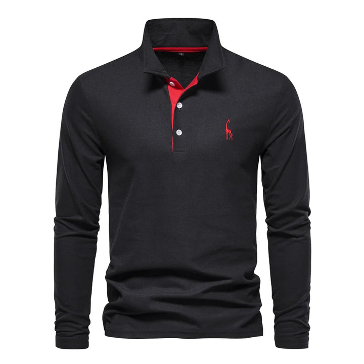 Julian | Herren-Langarm-Poloshirt mit Knöpfen