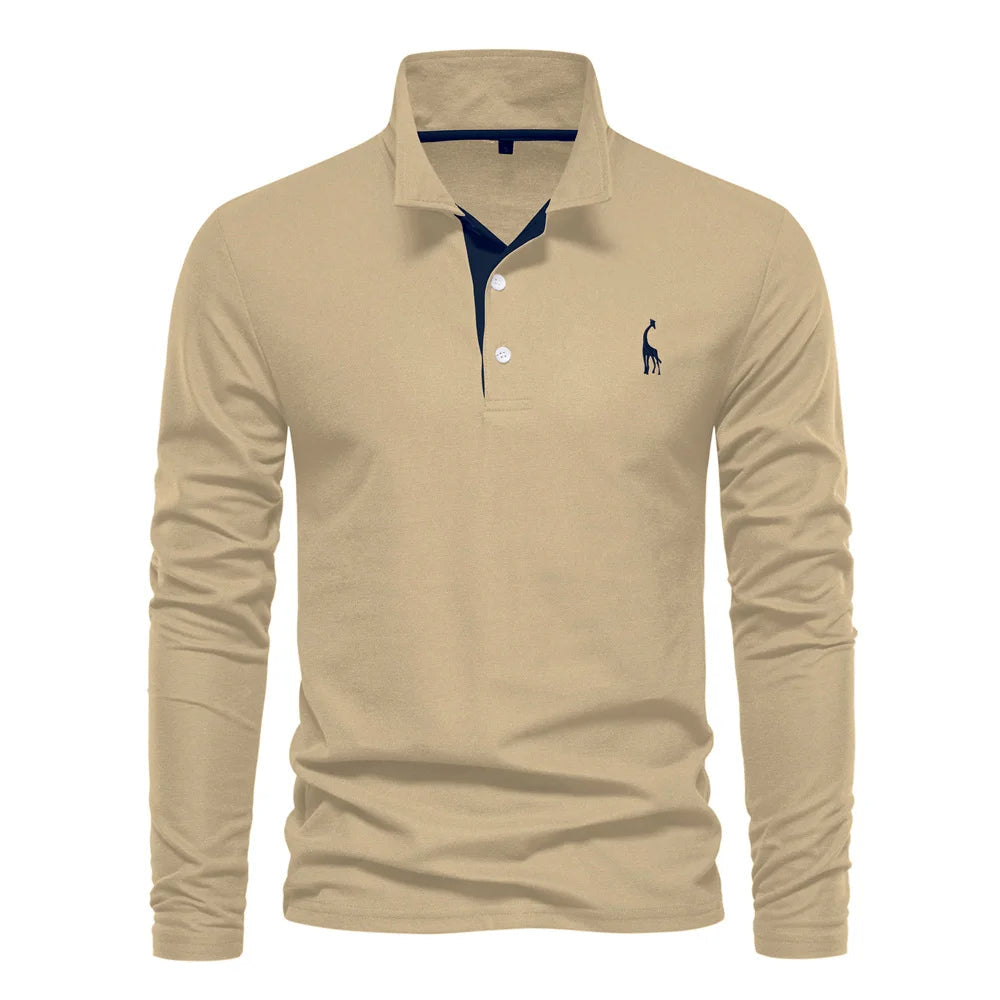 Julian | Herren-Langarm-Poloshirt mit Knöpfen