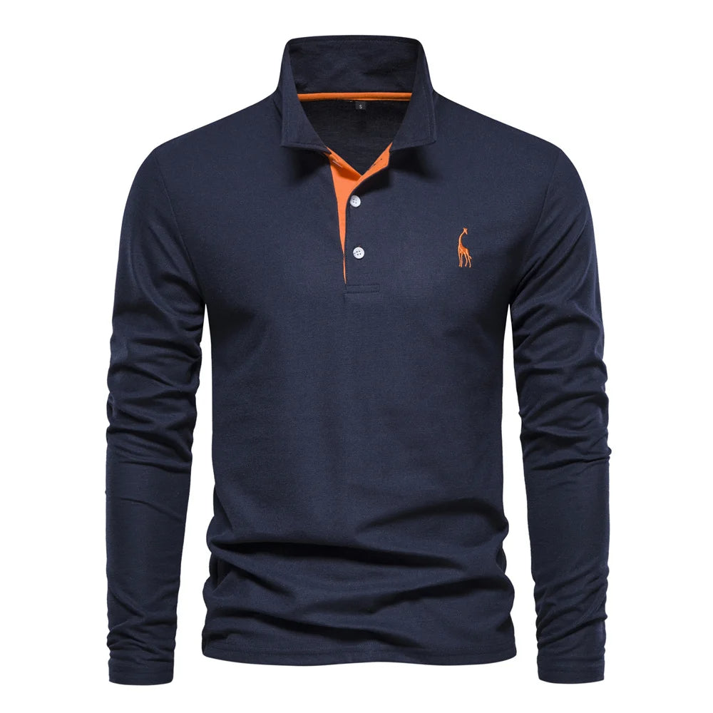 Julian | Herren-Langarm-Poloshirt mit Knöpfen