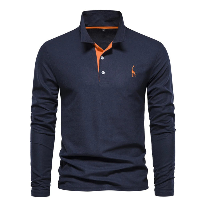 Julian | Herren-Langarm-Poloshirt mit Knöpfen