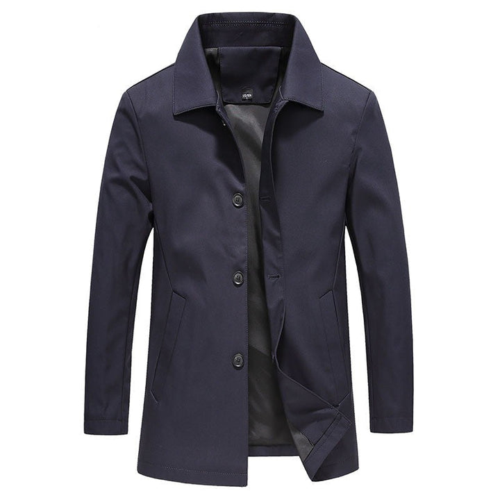 Elias | Herren Klassischer Schwarzer Trenchcoat mit Knöpfen