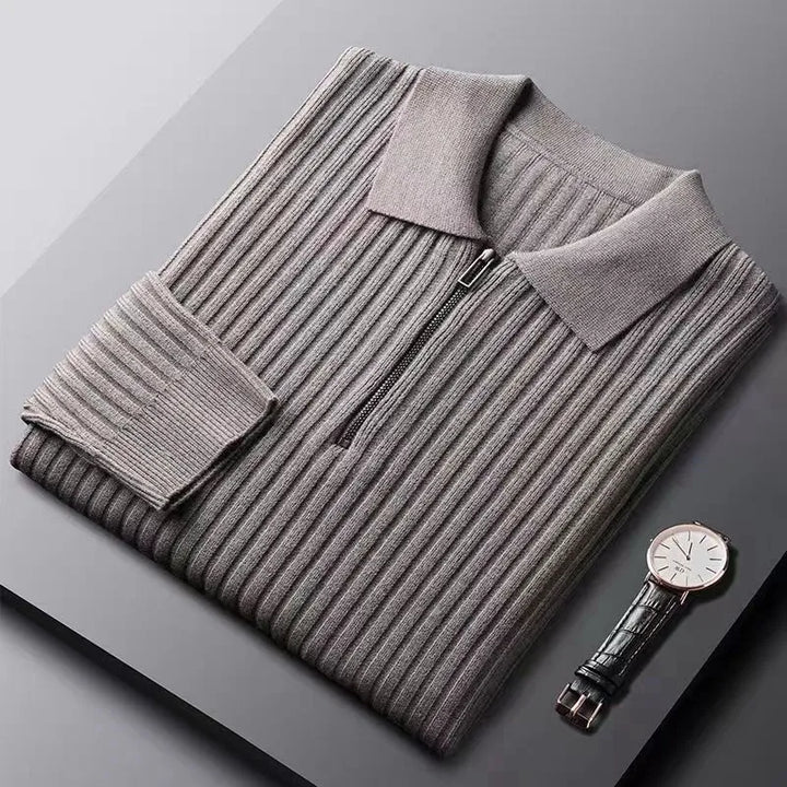 Robert | Herren Gerippter Pullover mit Reißverschluss für den Herbst