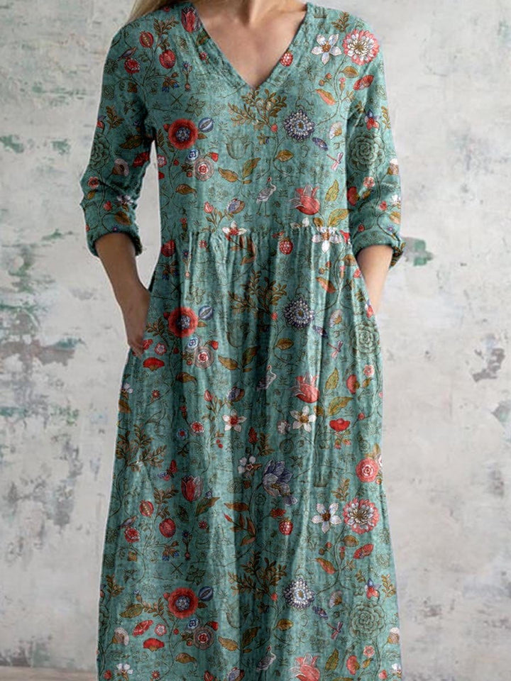 Hanna | Elegantes Blumenkleid mit V-Ausschnitt