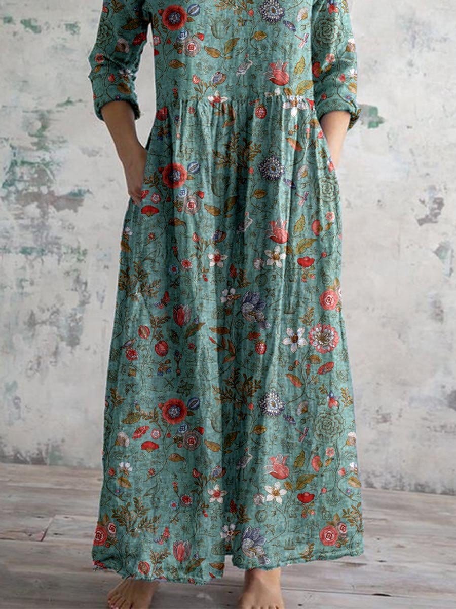 Hanna | Elegantes Blumenkleid mit V-Ausschnitt