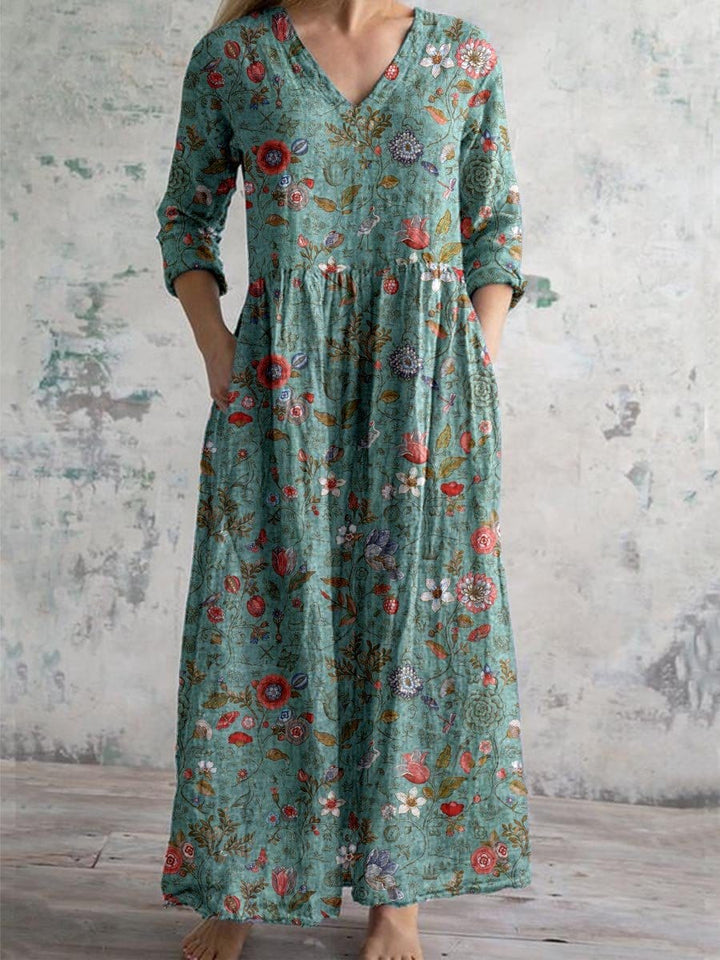 Hanna | Elegantes Blumenkleid mit V-Ausschnitt