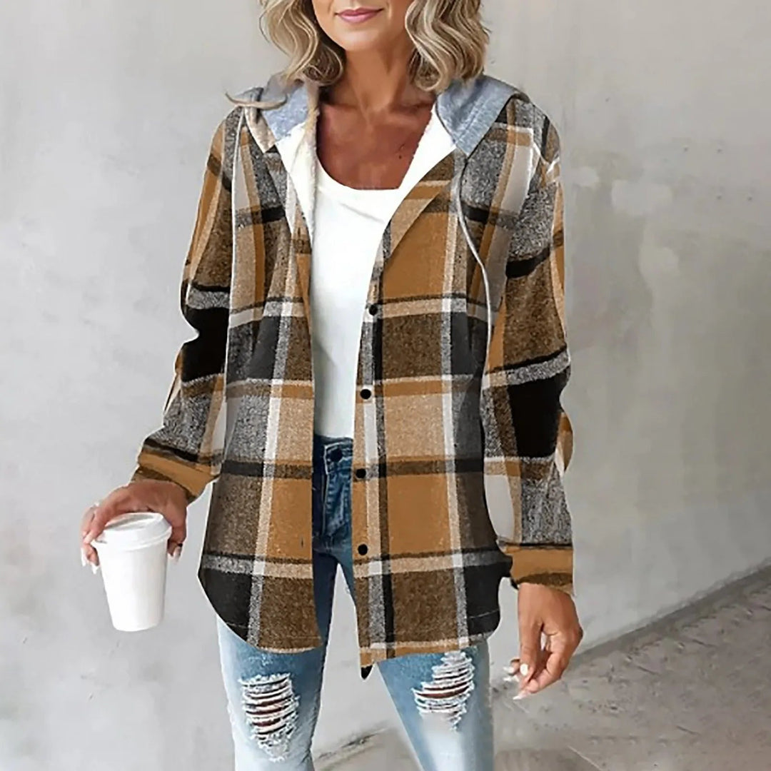 Annika | Damen Winter Freizeit Karo Hoodie Jacke