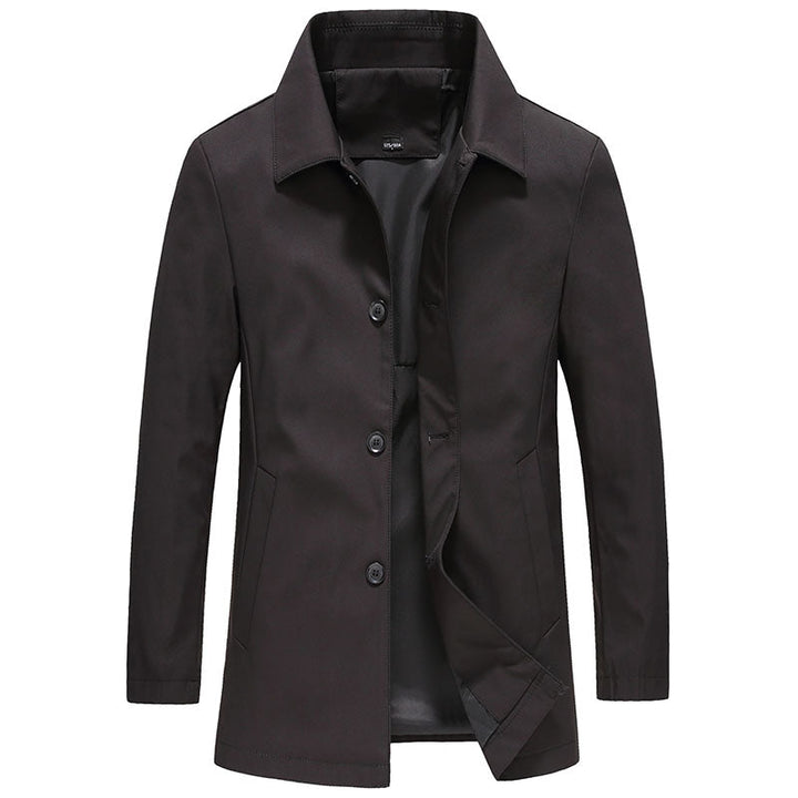Elias | Herren Klassischer Schwarzer Trenchcoat mit Knöpfen