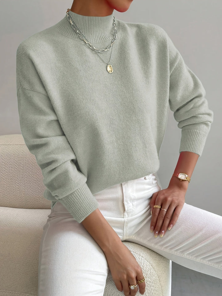 Marina | Damen Winter Rollkragen Strickpullover mit Rippenmuster