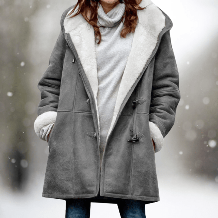 Helene | Warmer Kapuzenmantel mit Lammfellfutter